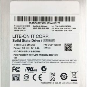 Disque SSD interne 256 Go LITE-ON 2,5" SATA III 6 Gbit/s