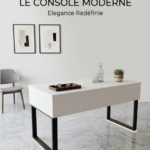 Bureau Blanc à socle métallique Noir 1m40/70