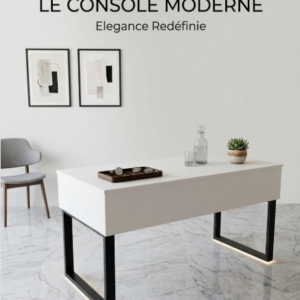 Bureau Blanc à socle métallique Noir 1m40/70